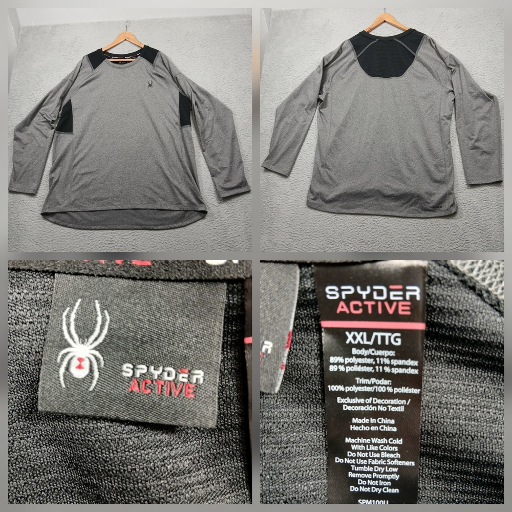 Spyder Active Long Sleeve Athletic Shirt Mens XXL Gray‎ Stretch